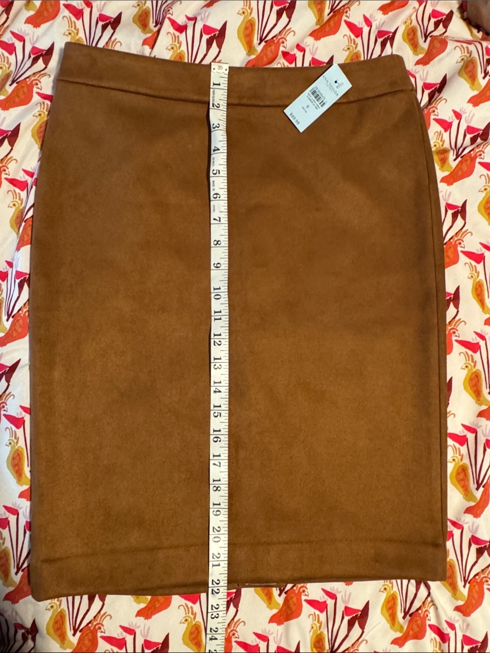 Ann Taylor Camel Brown Suede Pencil Skirt